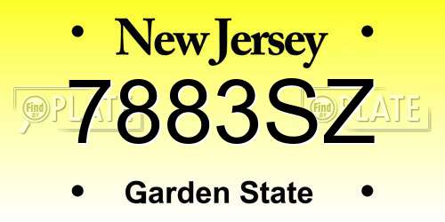 7883SZ New Jersey License Plate