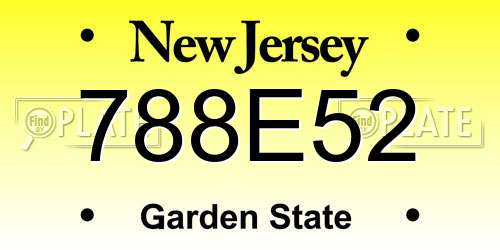 788E52 New Jersey License Plate