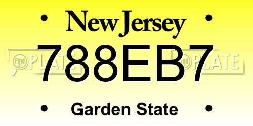 788EB7 New Jersey License Plate