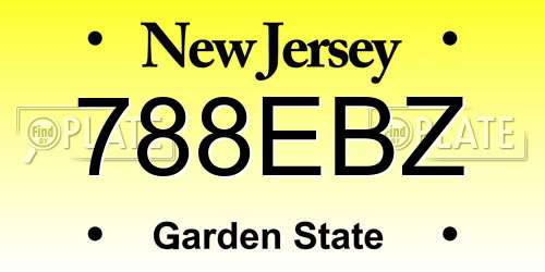 788EBZ New Jersey License Plate