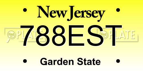 788EST New Jersey License Plate