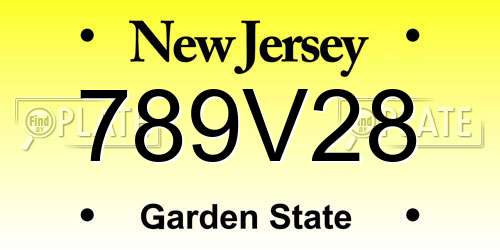 789V28 New Jersey License Plate