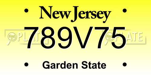 789V75 New Jersey License Plate