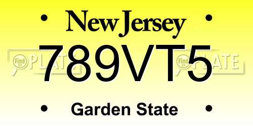 789VT5 New Jersey License Plate