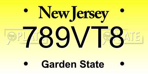 789VT8 New Jersey License Plate