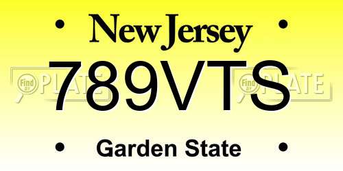 789VTS New Jersey License Plate