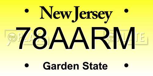 78AARM New Jersey License Plate