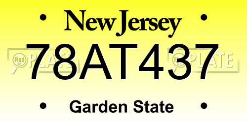 78AT437 New Jersey License Plate