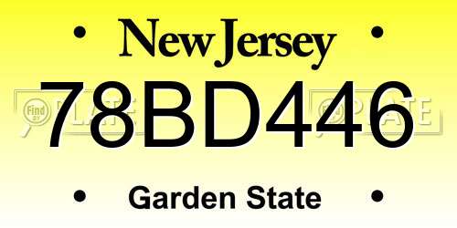 78BD446 New Jersey License Plate