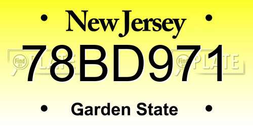 78BD971 New Jersey License Plate
