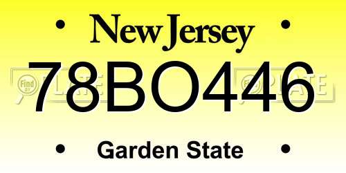 78BO446 New Jersey License Plate