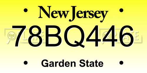 78BQ446 New Jersey License Plate