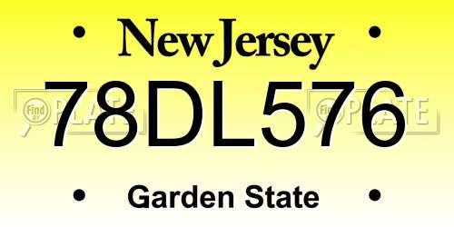 78DL576 New Jersey License Plate