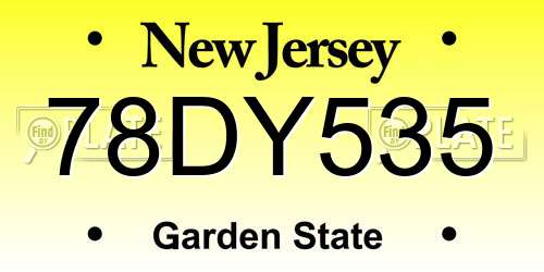 78DY535 New Jersey License Plate