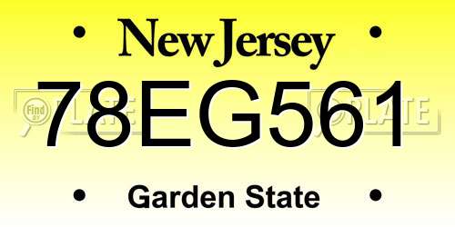 78EG561 New Jersey License Plate