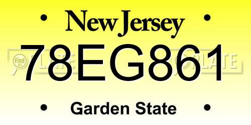 78EG861 New Jersey License Plate