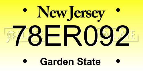 78ER092 New Jersey License Plate