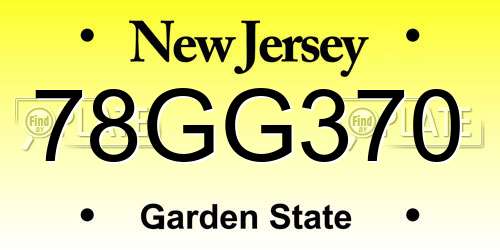 78GG370 New Jersey License Plate