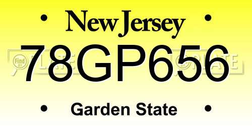 78GP656 New Jersey License Plate