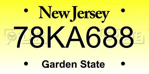 78KA688 New Jersey License Plate