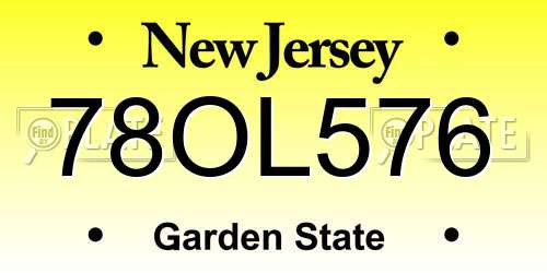 78OL576 New Jersey License Plate