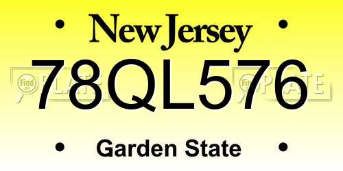 78QL576 New Jersey License Plate