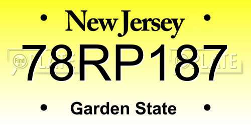 78RP187 New Jersey License Plate