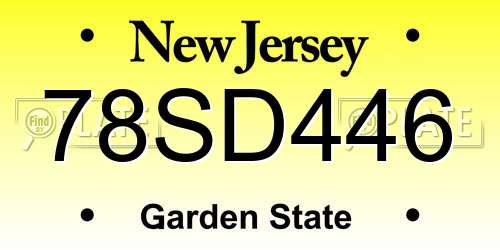 78SD446 New Jersey License Plate