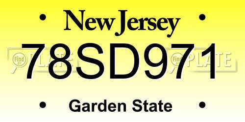 78SD971 New Jersey License Plate