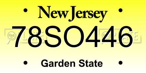78SO446 New Jersey License Plate