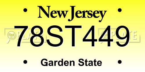78ST449 New Jersey License Plate