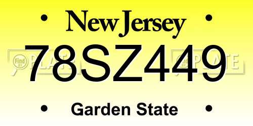 78SZ449 New Jersey License Plate