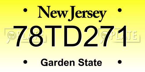 78TD271 New Jersey License Plate