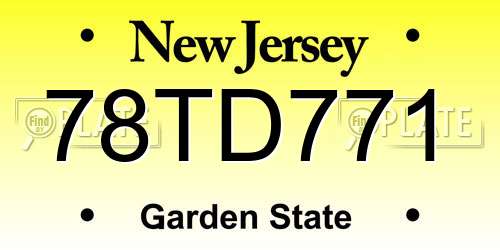 78TD771 New Jersey License Plate