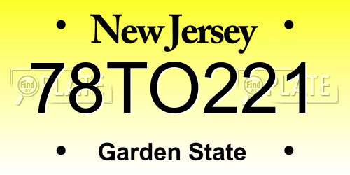 78TO221 New Jersey License Plate