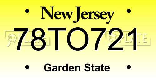78TO721 New Jersey License Plate