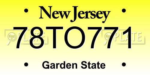 78TO771 New Jersey License Plate