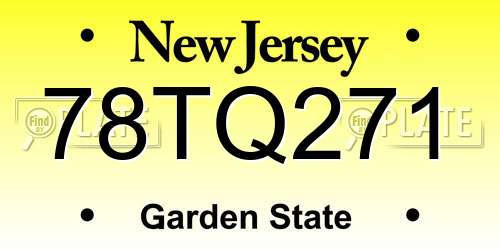 78TQ271 New Jersey License Plate