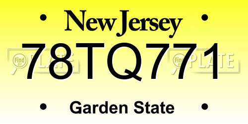 78TQ771 New Jersey License Plate