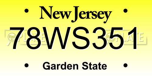 78WS351 New Jersey License Plate