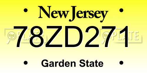 78ZD271 New Jersey License Plate