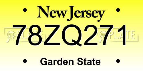 78ZQ271 New Jersey License Plate