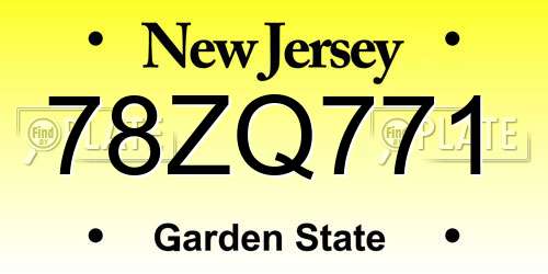 78ZQ771 New Jersey License Plate