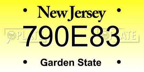 790E83 New Jersey License Plate