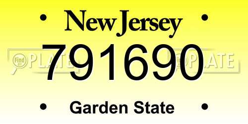 791690 New Jersey License Plate