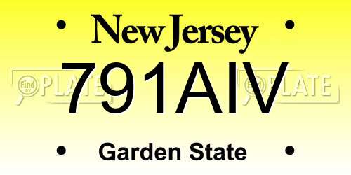 791AIV New Jersey License Plate