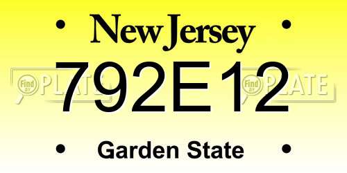 792E12 New Jersey License Plate