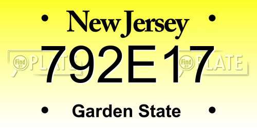 792E17 New Jersey License Plate
