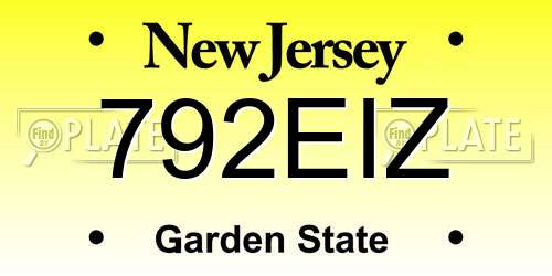 792EIZ New Jersey License Plate