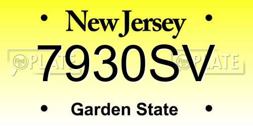 7930SV New Jersey License Plate